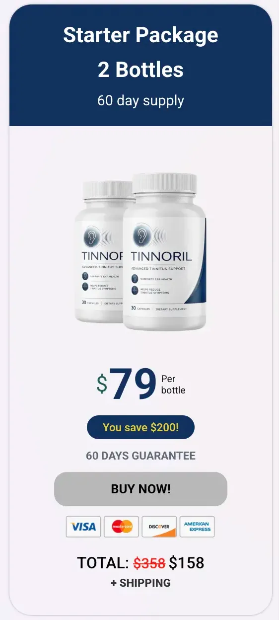 Tinnoril 2 bottle trial pack 60-day supply with 60-day refund guarantee