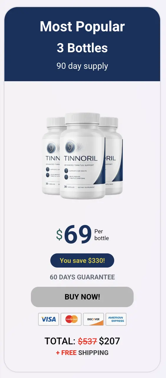 Tinnoril 3 bottle customer favorite pack 90-day supply with free domestic shipping
